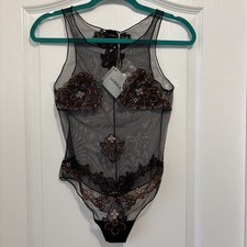 La Perla Womens Embroidered Floral Sheer Mesh...