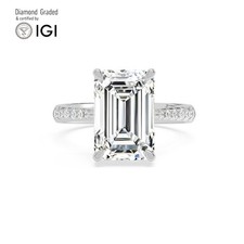 Emerald Diamond Engagement Ring Platinum Labgrown 5.25 Ct Solitaire