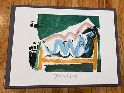 Pablo Picasso, Ne Allongee et Tete d'Homme de Profil, Lithograph