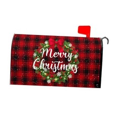 Merry Christmas Mailbox Cover - Magnetic Standard 21x18 in Christmas Wreath