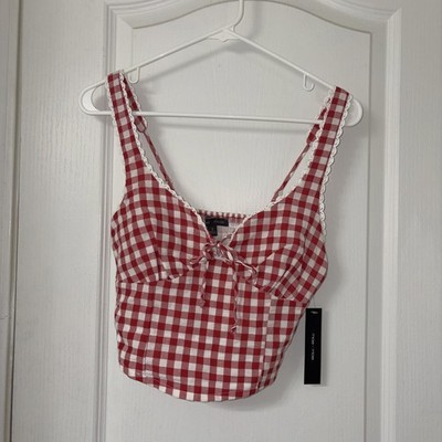 NWT Moa Moa Woman s Small Red Gingham Crop Top