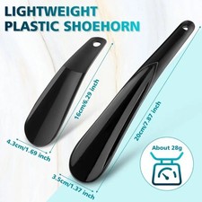 2x Black Plastic Shoe String Shoe Horn Lightweight Prevent Damage Back of Sho
