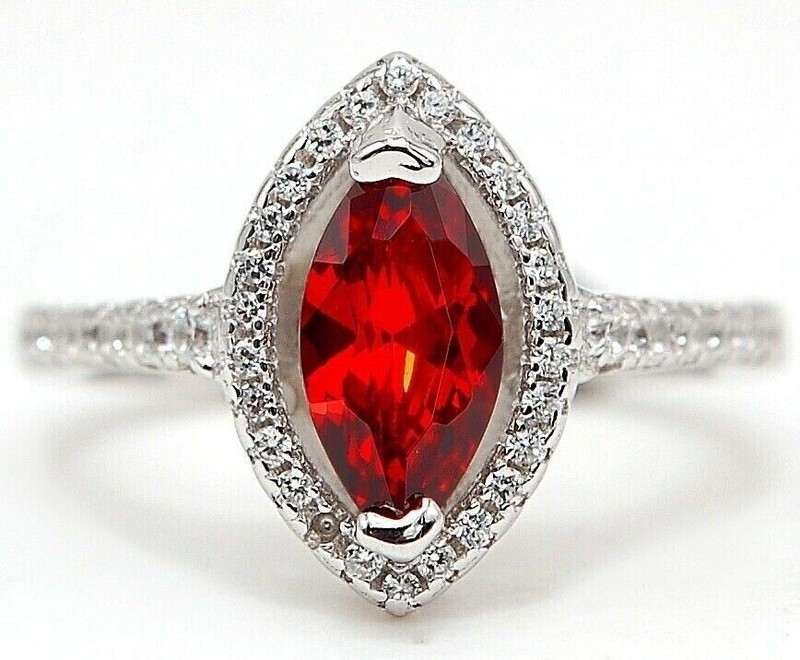 3CT  Fire Garnet 925 Sterling Silver Ring Jewelry Sz 7 N3-4