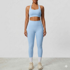 Yoga Fitness Set High-Waist Squat-Proof Leggings  Shockproof Sports Bra Size L