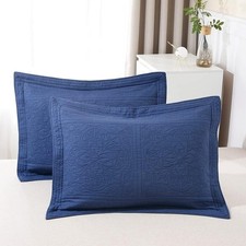 100 Cotton Quilted Pillow Sham Floral Printed Pillow Cover Standard Beige
