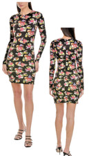 ALICE + OLIVIA Delora black floral stretch long sleeve mini dress NWT size 0