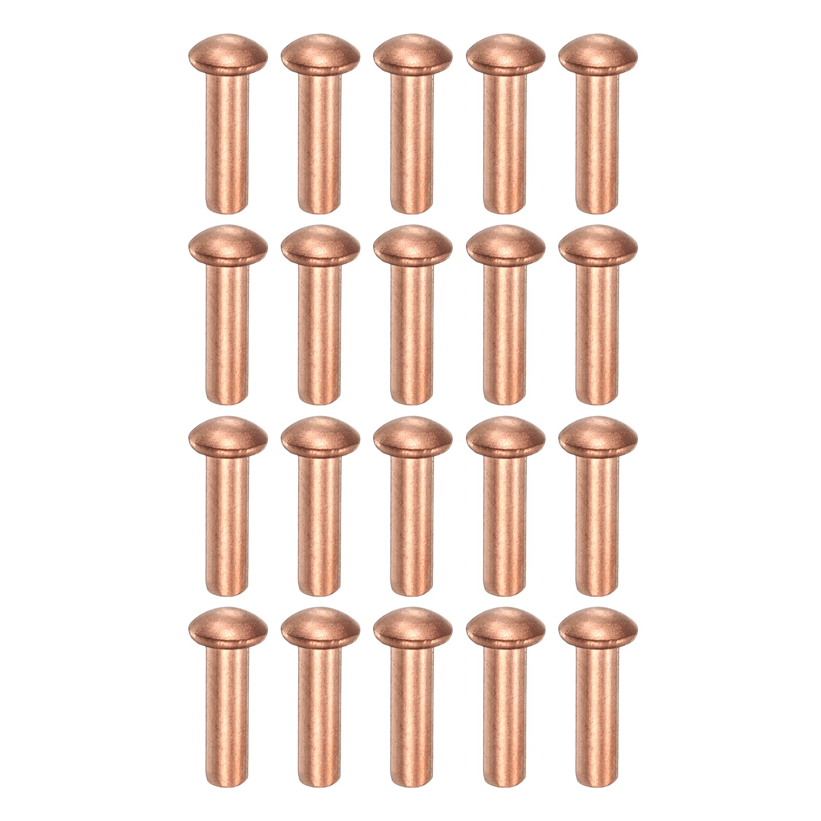 200 Pcs Copper Solid Rivets, 0.12"x0.39" Half Round Head Rivet Metal Fasteners