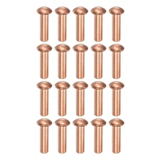 200 Pcs Copper Solid Rivets, 0.12"x0.39" Half Round Head Rivet Metal Fasteners