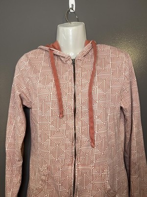 Threads 4 Thought Hoodie Womens Medium Orange Geometric Zip Terry Sweatshirt