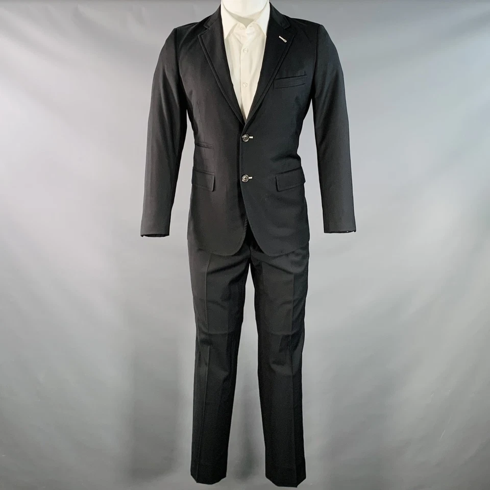 BAND OF OUTSIDERS Size 38 Regular Black Wool Mohair Notch Lapel Suit - Image 2 of 4
