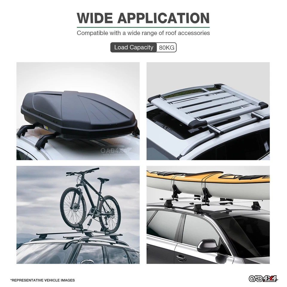 1 Pair Aluminum Cross Bar for KIA Grand Carnival 1999-2006 with Raised Roof Rail - image 4 of 4