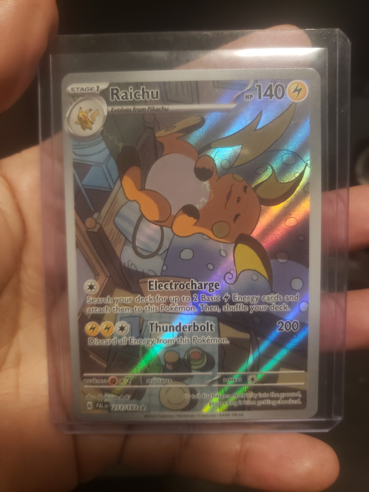 Pokémon TCG Raichu Holo 211/193 Illustration Card Paldea Evolved Near Mint