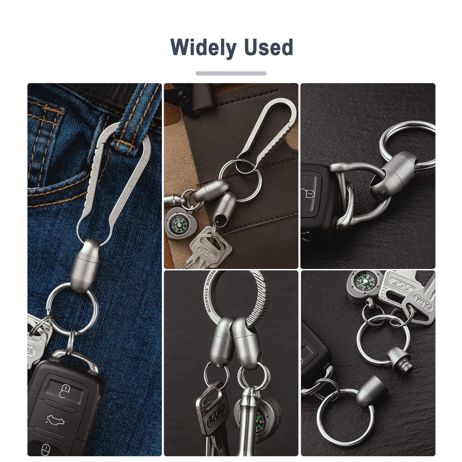 Titanium Quick Release Keychain, Pull Apart 1pc Swivel+d Ring +Key Ring