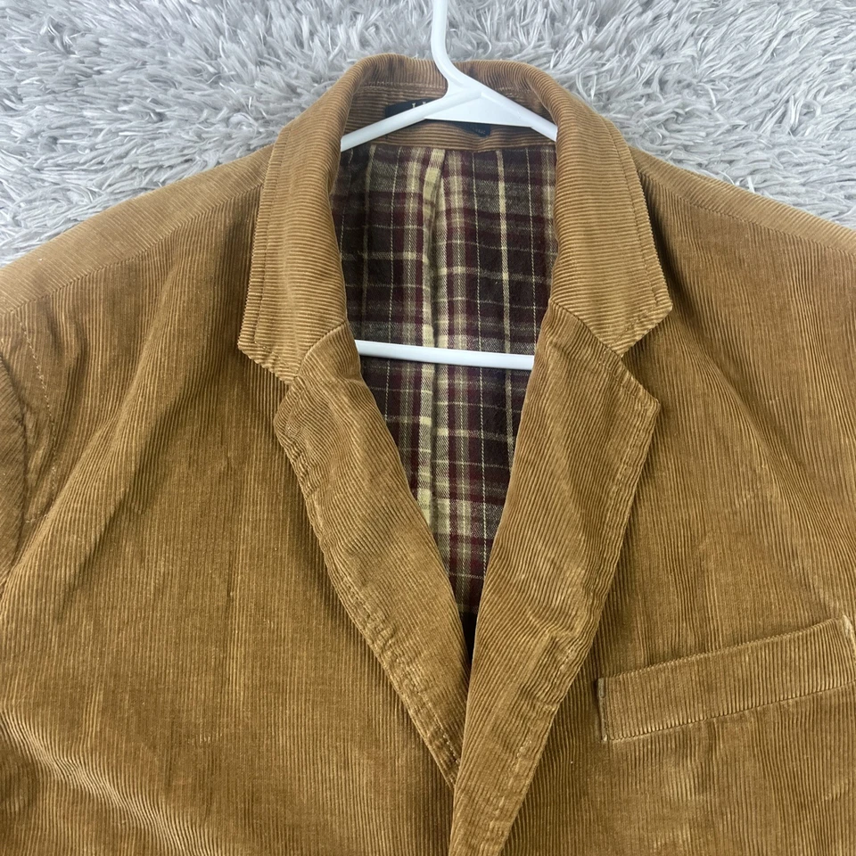 Vintage LL Bean Corduroy Barn Chore Coat Blazer 44 TALL Brown Plaid Lined - Image 2 of 4