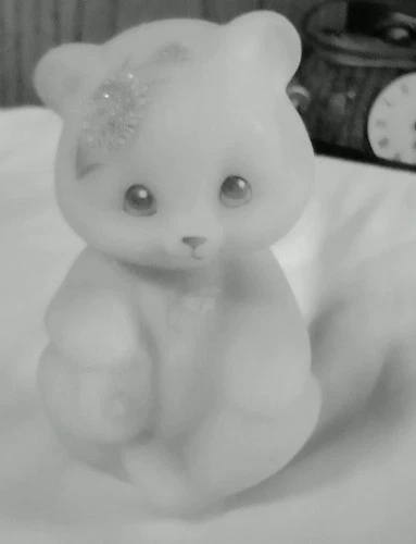 Vintage Fenton Satin Glass Hand Painted Bear Figurine - Signed by Artist