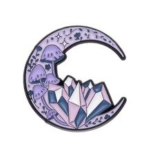 Insignia Pin Espiritual Media Luna Cristal Hongo
