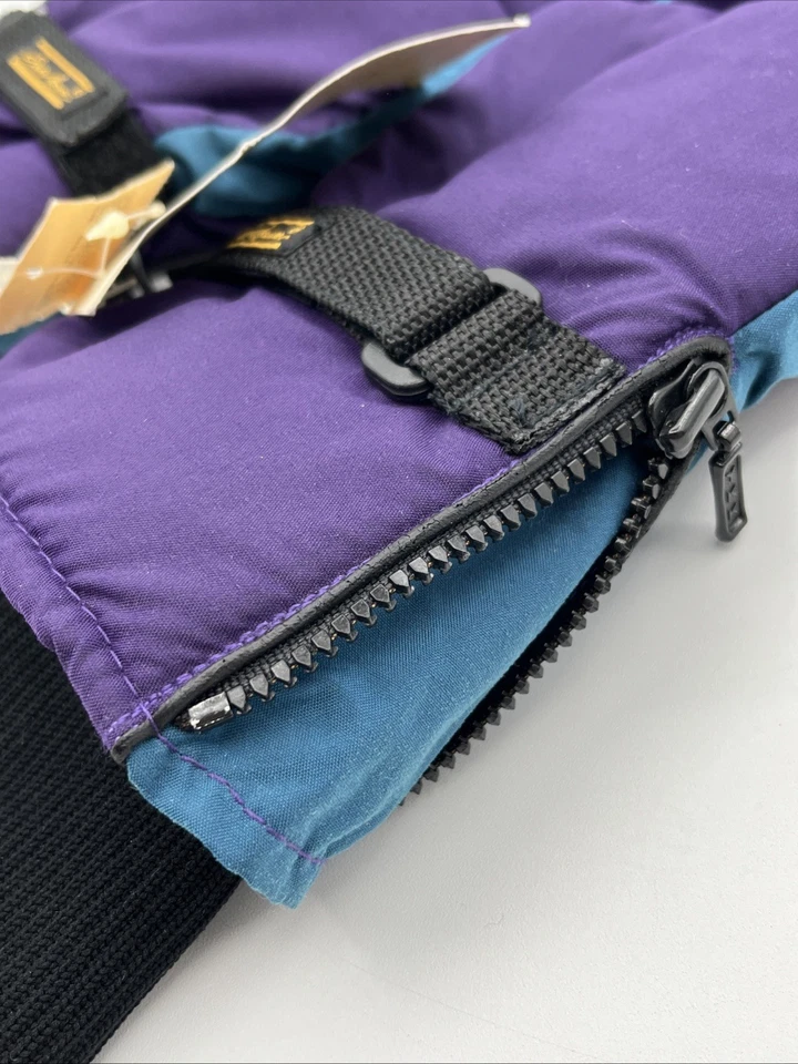 Luvas Eddie Bauer vintage anos 90 2 em 1 Windfoil lã náilon esqui neve roxo/azul-petróleo MED - Imagem 4 de 4