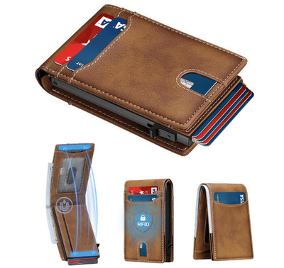 Card Wallet for Men Slim: Smart Rfid Minimalist Front Pocket Pop up Wallet with