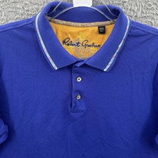 Robert Graham Polo Shirt Mens Medium Blue Short Sleeve Rugby Geometric Collar