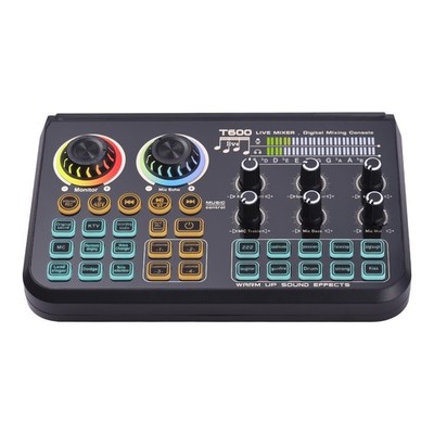 Btuty Sound Board Audio Mixer Live Sound Card Dynamic LED Colorful Light BT W...