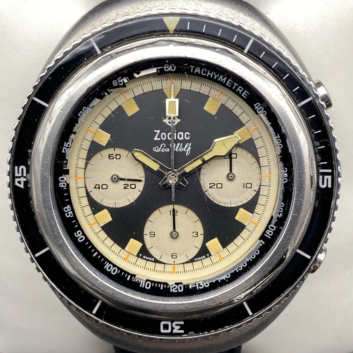 Vintage ZODIAC SUPER SEA WOLF Chronograph Men's Watch~VALJOUX 72