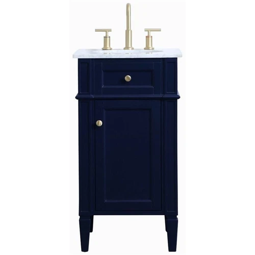 Elegant Decor Williams 18" Single Marble Top Bathroom Vanity in Blue - Picture 5 of 16