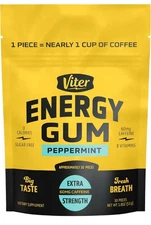 Viter Energy 60mg Caffeine Gum, Sugar Free, Vitamin B3, B6, B9, B12, Zero Calor