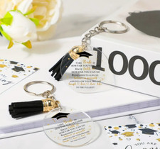 Graduation Keychain - Inspirational Quote, Cap  Tassel Charm