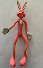 Vintage 1979 Bendable Rubber 6" Pink Rabbit - Amscan Inc. Harrison NY