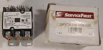 1 NEW SERVICE FIRST CTR02578 40A 120VAC CONTACTOR NIB ***MAKE OFFER***