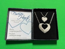 Mother Daughter Heart Pendants with 16" Stainless Steel Necklaces BRAND NEW