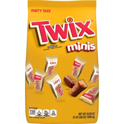 TWIX Caramel and Chocolate Minis 2 Pound Party Size Candy Bag 95 Pieces