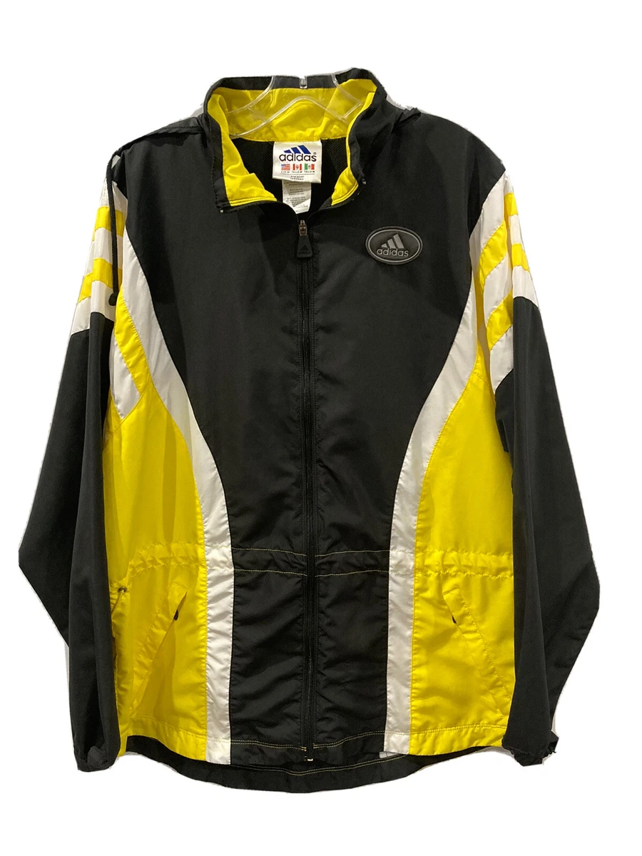 Vintage Adidas Men s Medium Windbreaker Zip up Yellow Black White