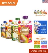 Happy Tot Organics Stage 4 Fiber  Protein 4 Flavor Variety Pack Pack of 16