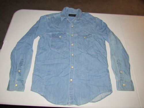 Abercrombie & Fitch Men's Blue Denim Chambray Button Up Western Shirt Size S - Picture 1 of 3
