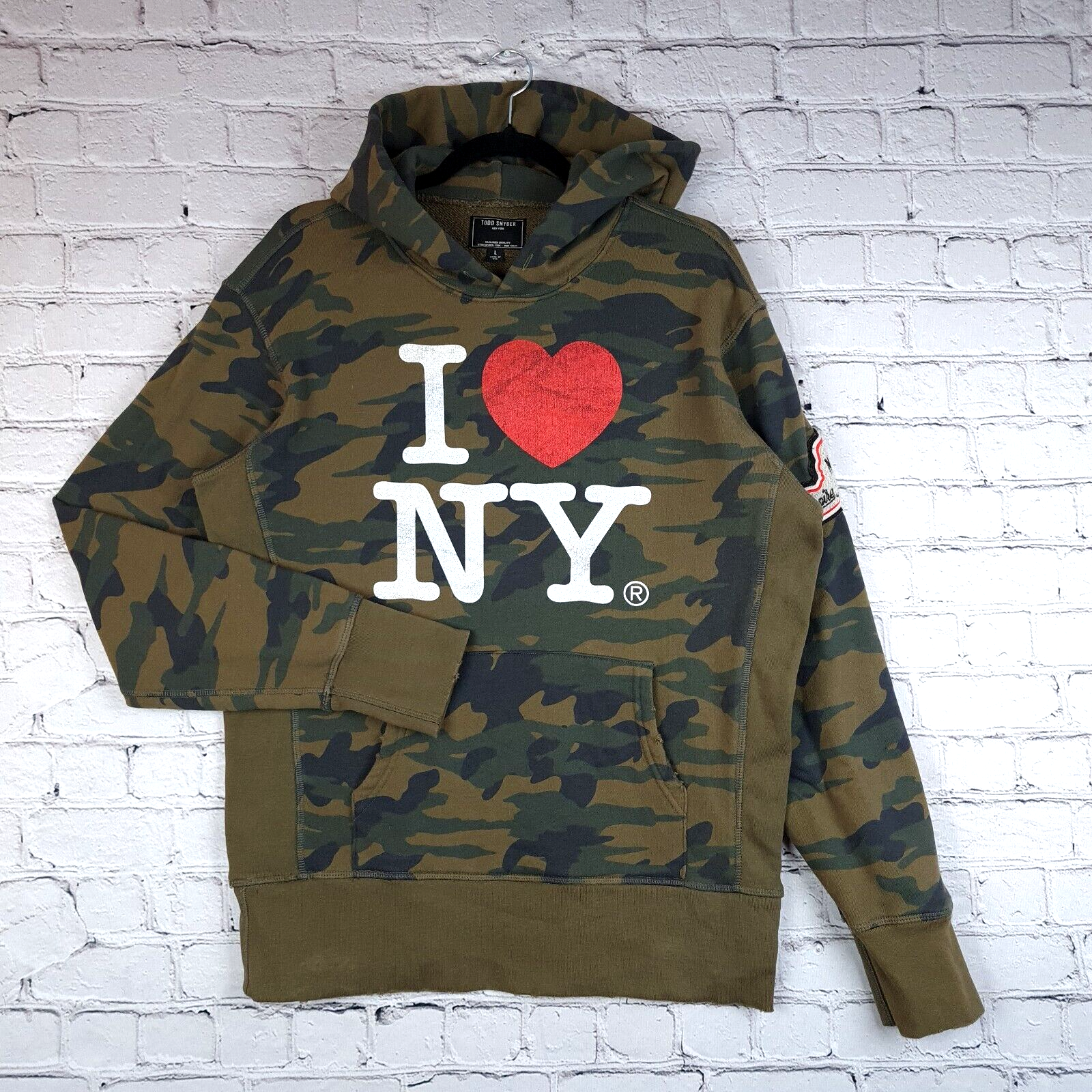 Todd Snyder Hoodie Mens Large Green Fatigue Camo I Love NY Pullover  Sweatshirt | eBay