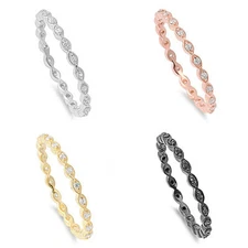  STERLING SILVER .925 2MM STACKABLE ETERNITY CZ RING 6 7 8 9 10