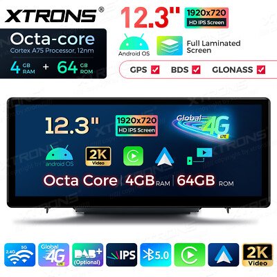 2K IPS 12.3'' Android 14 Autoradio 4G+64GB GPS CarPlay LTE 4G für Audi A3 8P S3