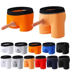 Men Boxer Briefs Shorts Trunks Underwear Penis Silicone Ring Cockring Underpants