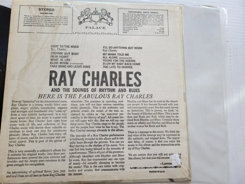 RAY CHARLES - And The Sounds Of Rhythm And Blues R&B COMPILATON Lp in Shrink - Image 4 of 4