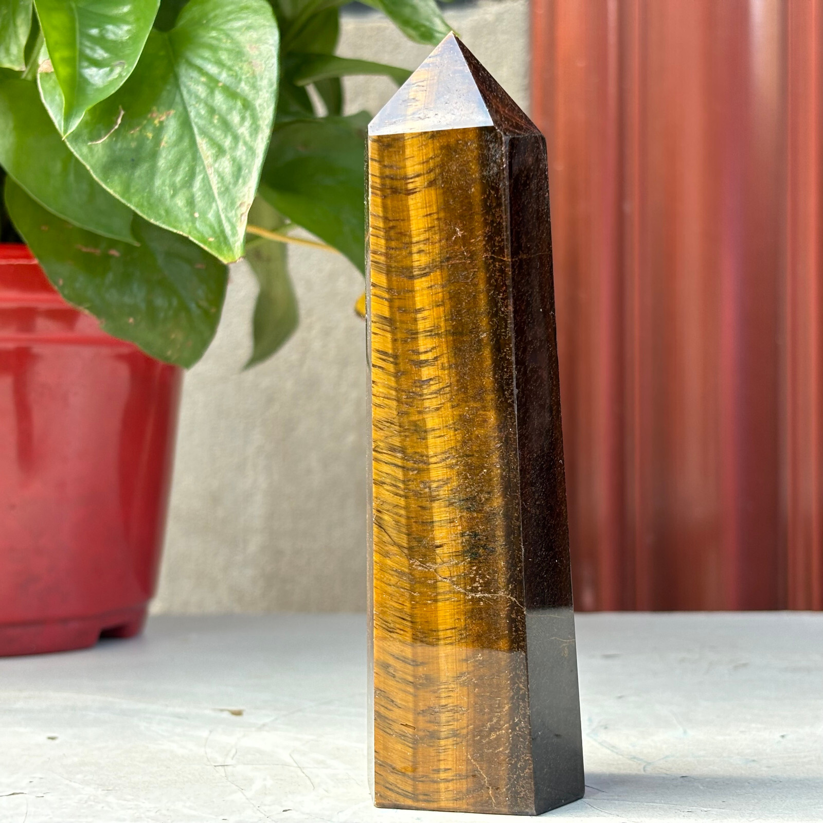 45g Rare Natural Tiger Eye Hexagon Tower Crystal for Healing & Energy