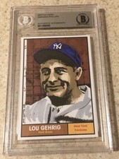 Lou Gehrig Original Art Sketch Card New York Yankees MLB Beckett BAS True 1/1