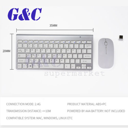 Slim 2.4GHz Cordless Wireless Keyboard and Mouse Set For PC MAC Laptop Tablet - Picture 9 of 20