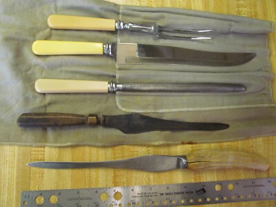 Bernard 101 Cutlers Sheffield England Carving Set, Knives Plus two old Sheffield