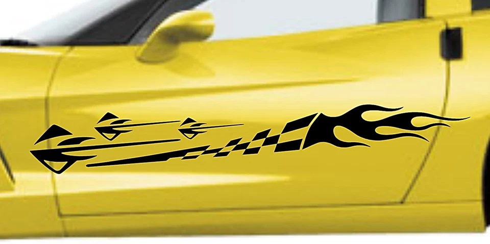 STINGRAY Flames Checkered Flag Vinyl Decal Racing Stripes Fits Chevy CORVETTE C6 - Image 4 of 4