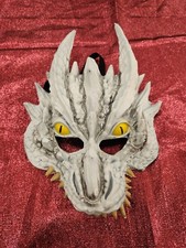 WHITE Dragon Half Mask, Adult Costume, Halloween party, Cosplay, Theater, LARP