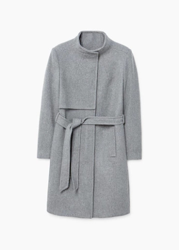 Mango Belted Wool Coat Grey Size Medium UK 10 rrp £139.99 DH8 OO 04