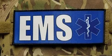 3x8" EMS Blue Medic Hook Plate Carrier Patch EMT Ambulance Paramedic