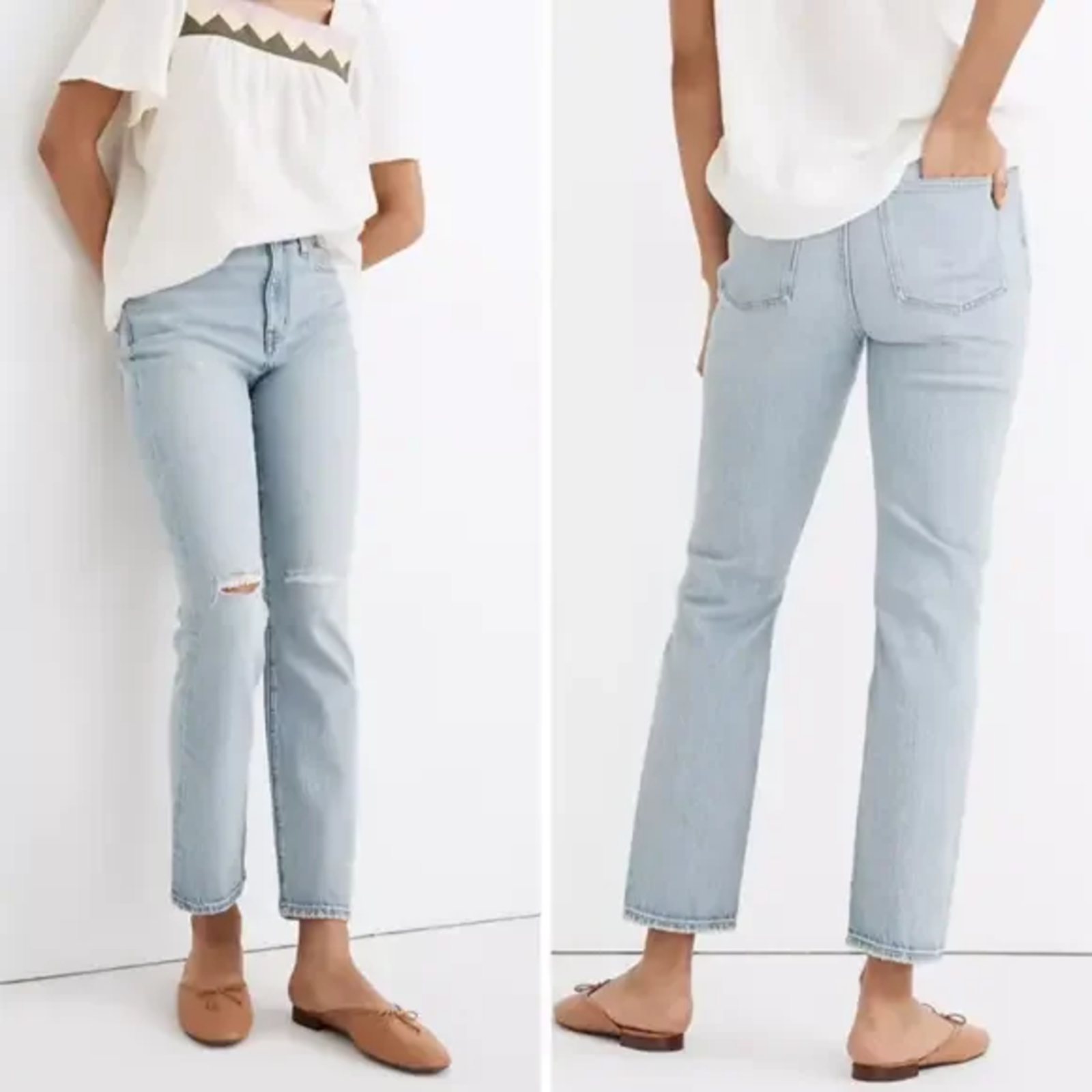Madewell High-Rise Slim Crop Boyjean Ripped in Dumas Wash Size 31