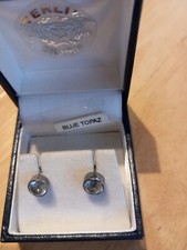Blue Topaz Silver Tone Stud Earrings CHARITY SALE